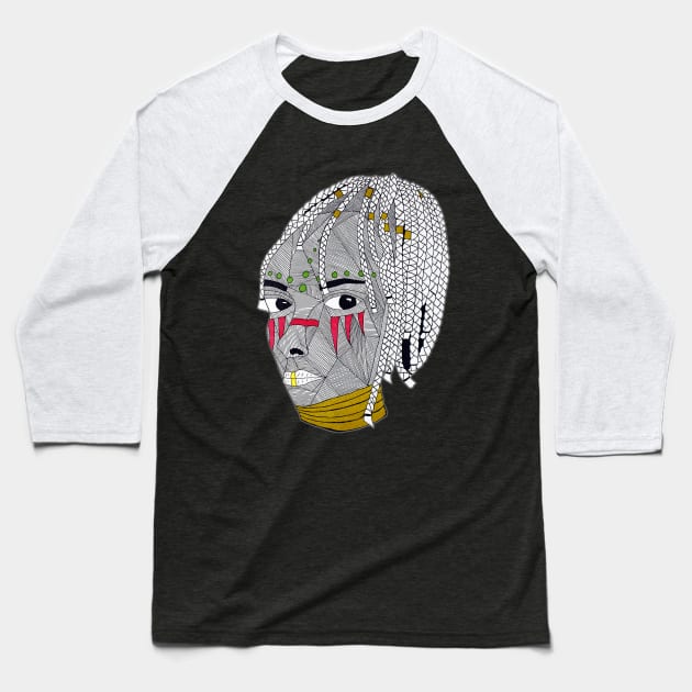 Tribal Woman // Hand Drawn Baseball T-Shirt by JadeHylton